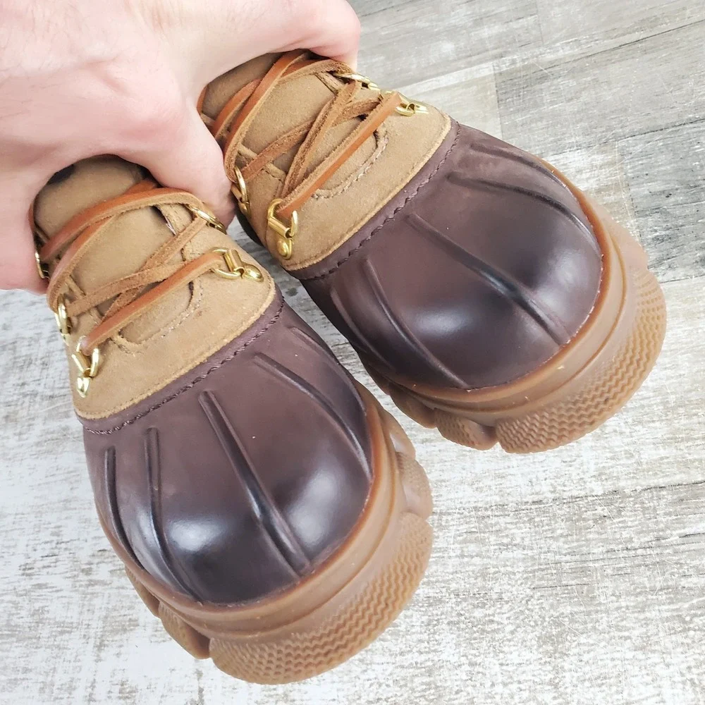 Sperry The Summit Womens‎ Rain Boot Sz 8 Brown Waterproof Lace Up Round Toe